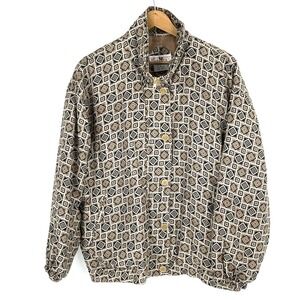 80s STUNT SPORTS XL 100% Silk Jacket Track Bomber Geometric Print Oversized
